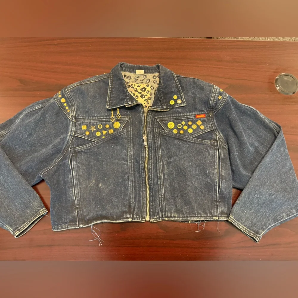 1980s Vintage Bon Jour Denim Cropped Jacket size Medium - Picture 4 of 11